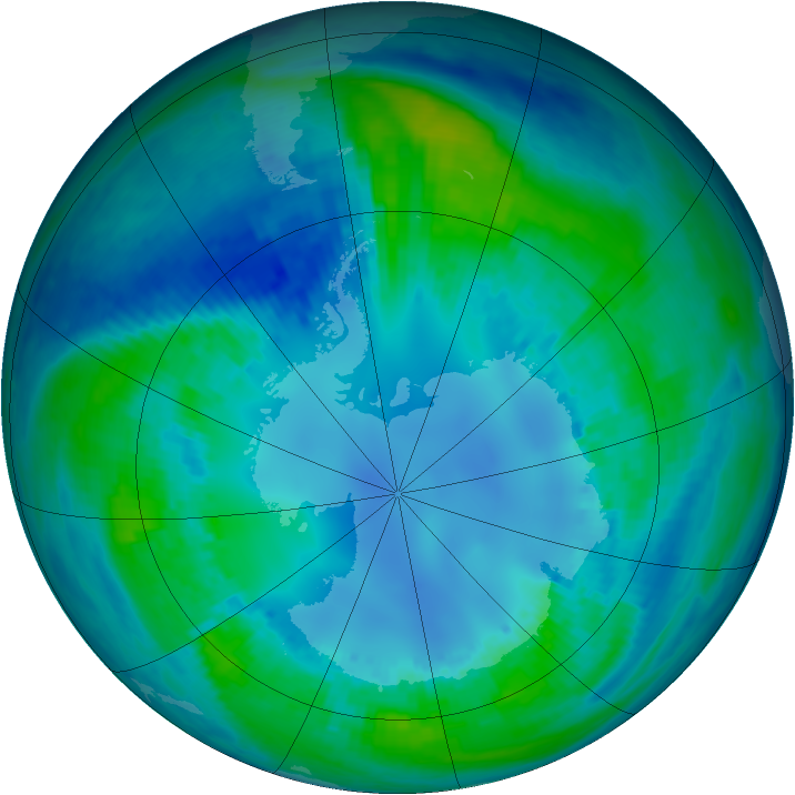 Antarctic ozone map for 28 April 2001